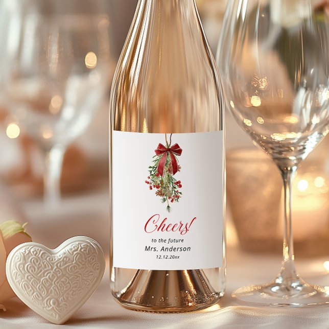 Weihnachtsmistel roter Bogen Brautdusche Weinetikett (Von Creator hochgeladen)