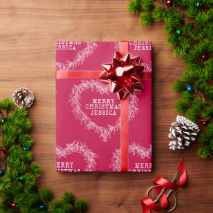 Weihnachtsmistel zeichnend Herzrot Geschenkpapier