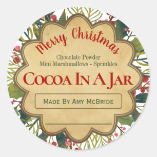 Weihnachtsmistelblätter-Kakao-in-einem-Glas-Ideen Runder Aufkleber