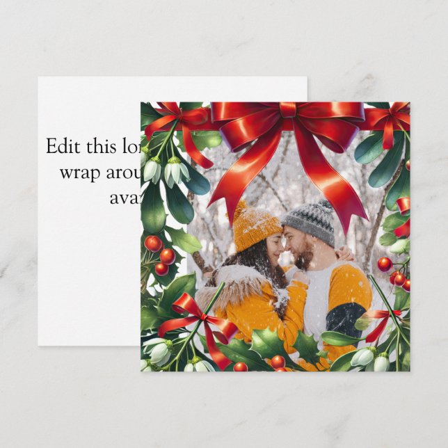 Weihnachtsmistelgrenze mit rotem Bug Feiertagskarte (Vorne/Hinten)