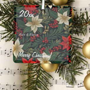 Weihnachtsmistelzweig-Foto-Metallquadrat-Ornament Ornament Aus Metall
