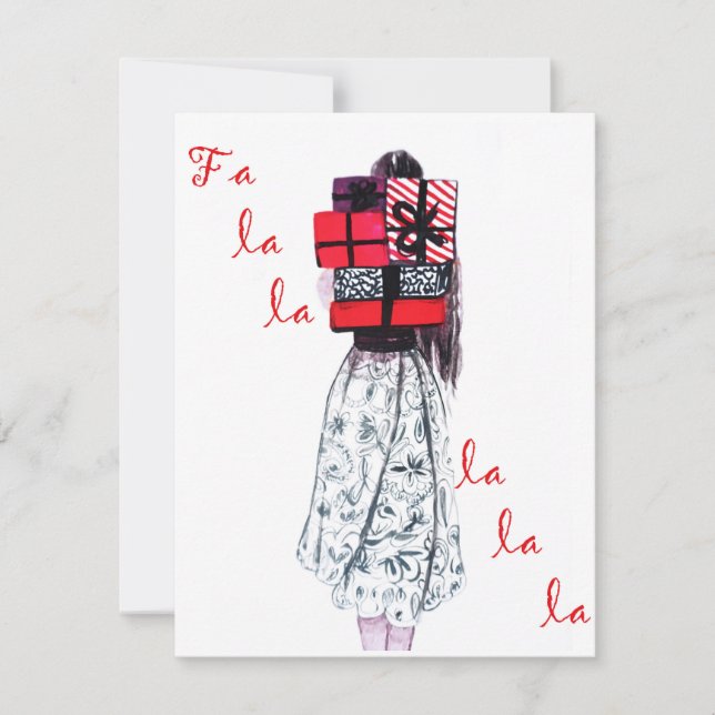 Weihnachtsmodegruß, Fa la la la Karte (Vorderseite)