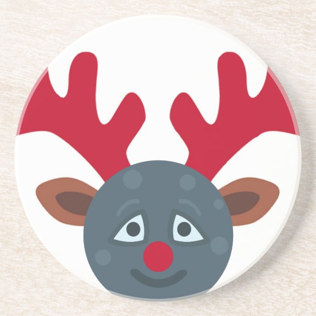 Weihnachtsmond Emoji Getränkeuntersetzer (Vorne)