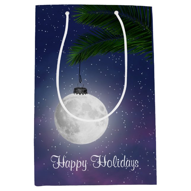 Weihnachtsmond-Ornament auf Palm Mittlere Geschenktüte (Vorderseite)