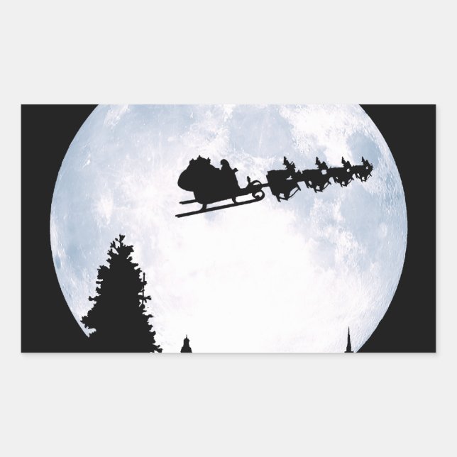 Weihnachtsmond Rechteckiger Aufkleber (Vorderseite)