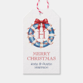 Weihnachtsmongram Bow Nautical Geschenkanhänger