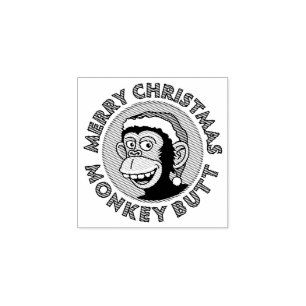 Weihnachtsmonkey-Hintern Wood Art Briefmarke Gummistempel