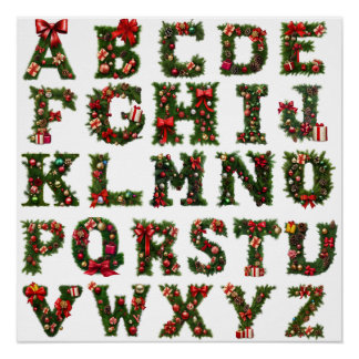 Weihnachtsmonogramm ABC, Alphabet, alle Buchstaben Poster
