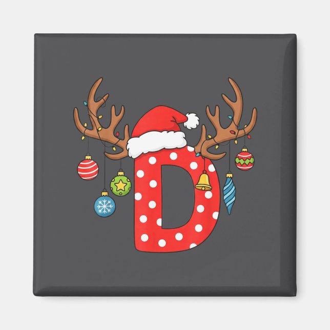 Weihnachtsmonogramm Alphabet Anfangsbuchstabe D Or Magnet (Vorne)