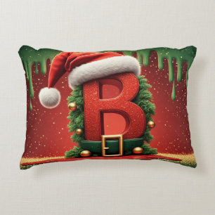 Weihnachtsmonogramm Buchstabe B mit Santa-Hut 🎄 Dekokissen