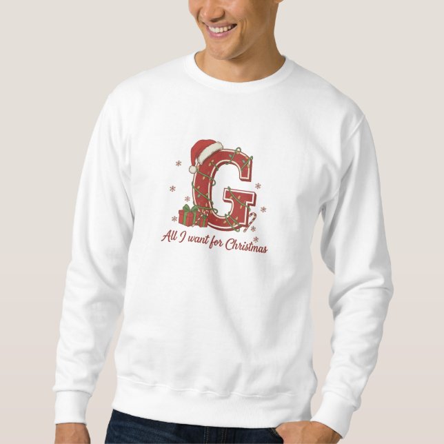 Weihnachtsmonogramm-Design mit dem Buchstaben G Sweatshirt (Vorderseite)