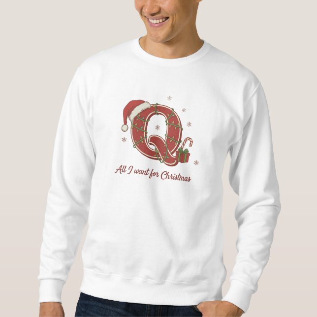 Weihnachtsmonogramm-Design mit dem Buchstaben Q Sweatshirt (Vorderseite)