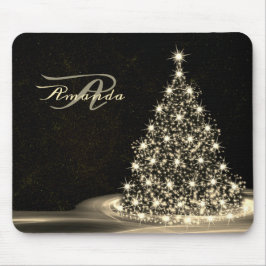 Weihnachtsmonogramm Golden Glänzender Baum Winter Mousepad