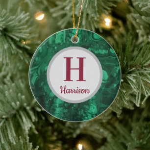 Weihnachtsmonogramm Grüner Edelstein Familieniniti Keramik Ornament