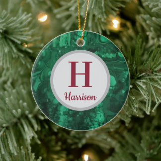 Weihnachtsmonogramm Grüner Edelstein Familieniniti Keramik Ornament