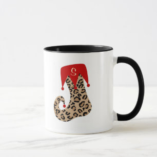 Weihnachtsmonogramm-Leopard-Strumpf-Tasse Tasse