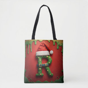 Weihnachtsmonogramm R mit Santa-Hut – Weihnachtsge Tasche