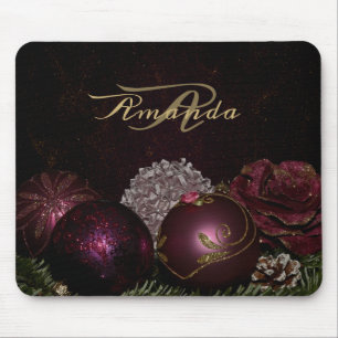 Weihnachtsmonogramm Rosa Schmuck Grün Schwarz Mousepad