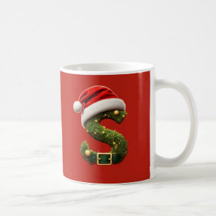 Weihnachtsmonogramm S mit Santa-Hut als Weihnachts Kaffeetasse