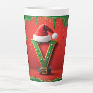 Weihnachtsmonogramm Santa Hut V Für Familienschenk Milchtasse