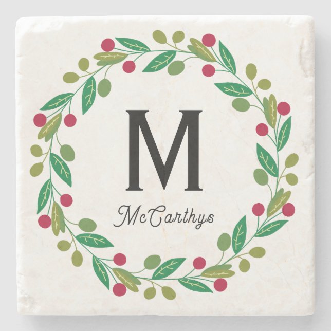 Weihnachtsmonogramm  steinuntersetzer (Vorderseite)