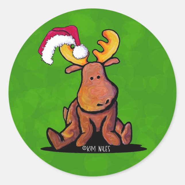 Weihnachtsmoose Classic Round Sticker (Vorderseite)