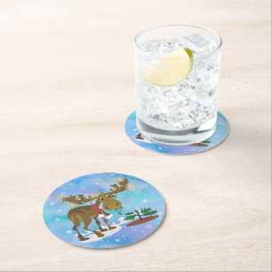 Weihnachtsmoose Runder Pappuntersetzer