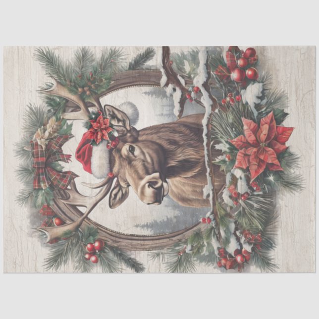 Weihnachtsmoose Vintage Kiefernkiefer Dekoupage Seidenpapier (Vorderseite)
