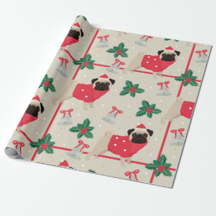 WeihnachtsMops-Muster Geschenkpapier