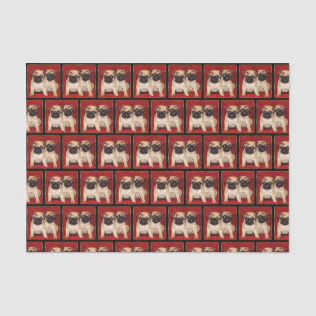 WeihnachtsMops verfolgt Seidenpapier (Vorderseite)