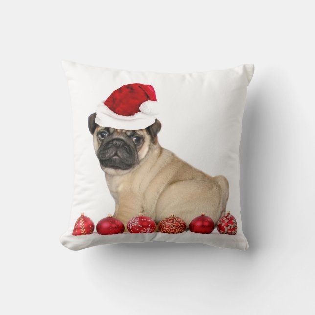 WeihnachtsMopshund Kissen (Vorderseite)