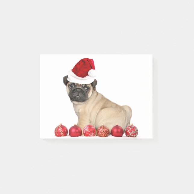 WeihnachtsMopshund Post-it Klebezettel (Vorderseite)