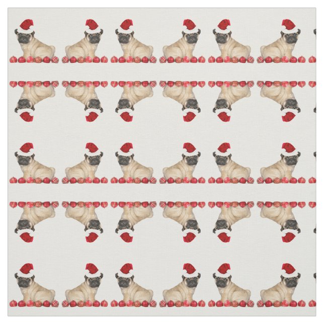WeihnachtsMopshundemuster Gewebe Stoff (Muster)