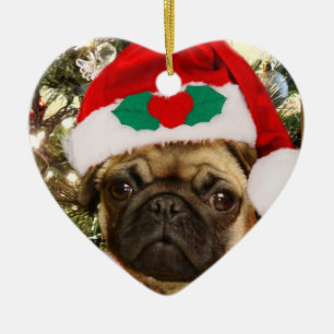 WeihnachtsMopsverzierung Keramikornament