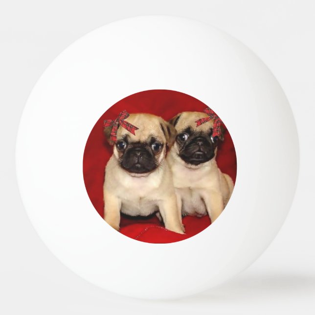 WeihnachtsMopswelpen Tischtennisball (Vorderseite)