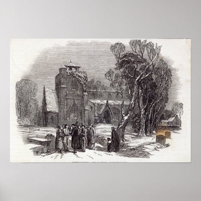 Weihnachtsmorgen: Auf dem Weg zur Kirche Poster (Vorne)