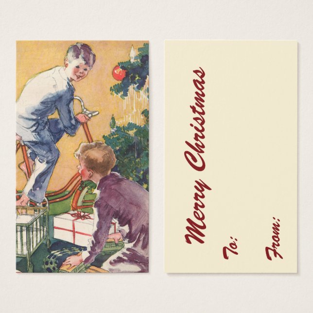 Weihnachtsmorgen, Kinder mit Geschenken (Vorne & Hinten)