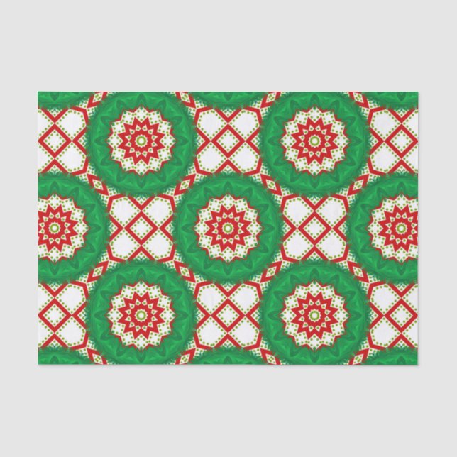Weihnachtsmosaik geometrischer Muster Seidenpapier (Vorderseite)