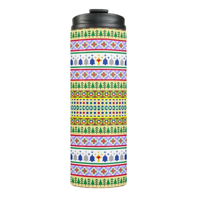 Weihnachtsmotif Muster Thermosbecher (Vorderseite)