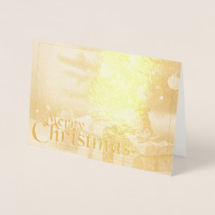 Weihnachtsmotiv mit Geschenken unter dem Weihnacht Folienkarte
