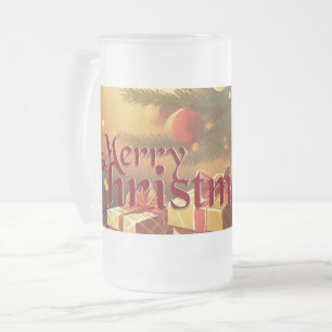 Weihnachtsmotiv mit Geschenken unter dem Weihnacht Mattglas Bierglas