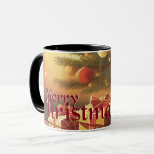 Weihnachtsmotiv mit Geschenken unter dem Weihnacht Tasse