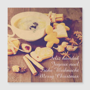 Weihnachtsmotiv mit Keksen, Süßigkeiten und Gewürz Magnetkarte