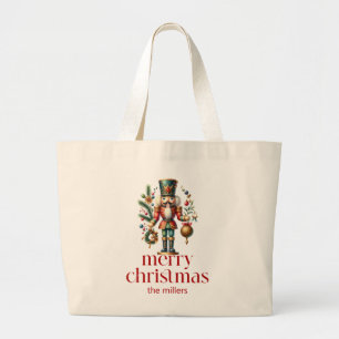 Weihnachtsmotiv Nussknacker Rot Retro-Typografie Jumbo Stoffbeutel