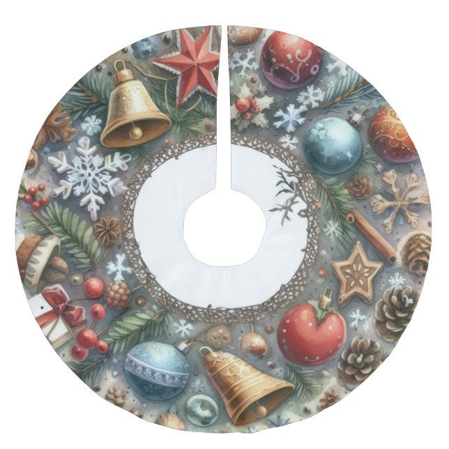 Weihnachtsmotive für Watercolor Polyester Weihnachtsbaumdecke (Vorderseite)