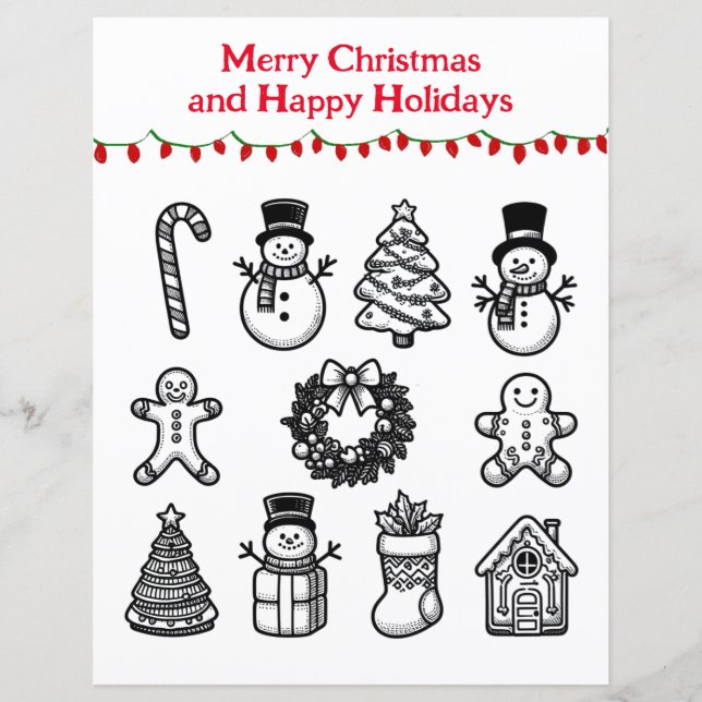 Weihnachtsmotive Kinder-Farbseite (Vorderseite)