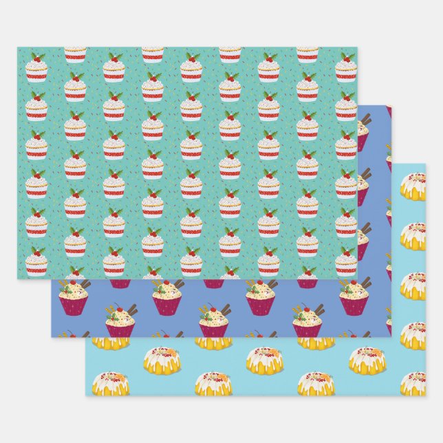 Weihnachtsmuffin-Kuchen-Kuchen-Bündel Geschenkpapier Set (Set)