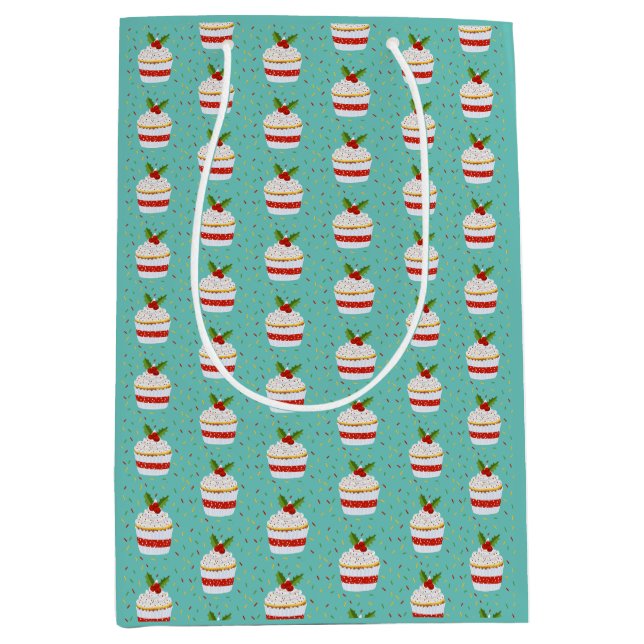Weihnachtsmuffin Kuchen Kuchen Packpapier Mittlere Geschenktüte (Vorderseite)