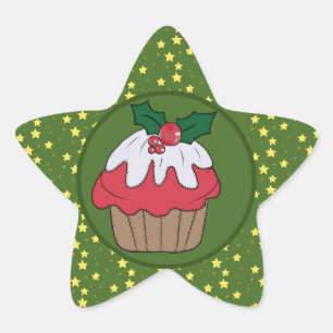 Weihnachtsmufin und Sterne  Stern-Aufkleber