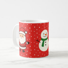 Weihnachtsmug mit Santa, Baum und Schneemann Kaffeetasse